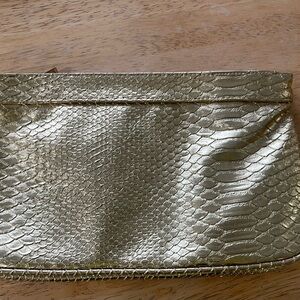 G by Guess Metallic Gold Snakeskin Wristlet
